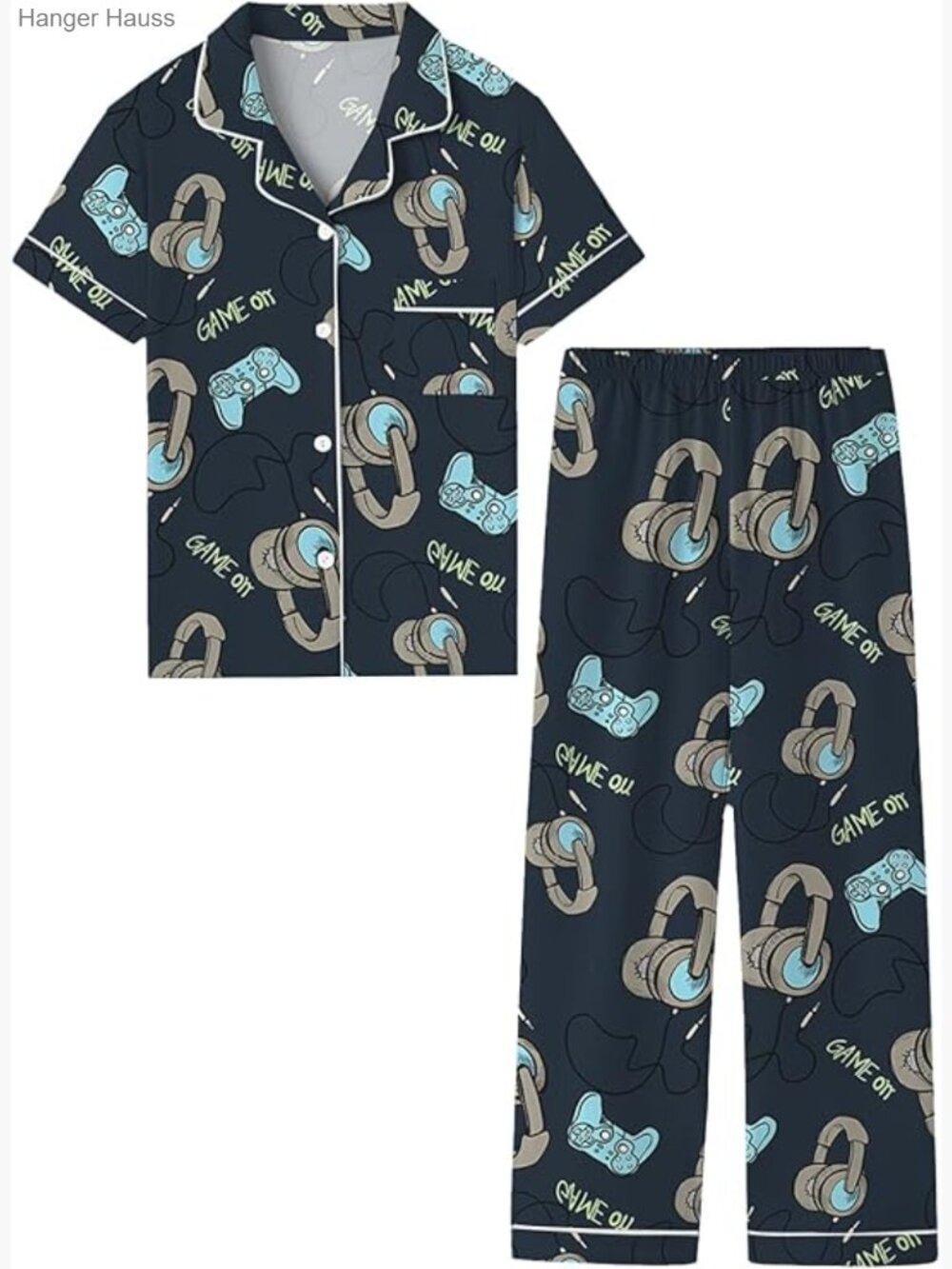 100% Cotton Pajama Set Short Sleeve & Pants 2-Piece Sleepwear Ages 4-12
